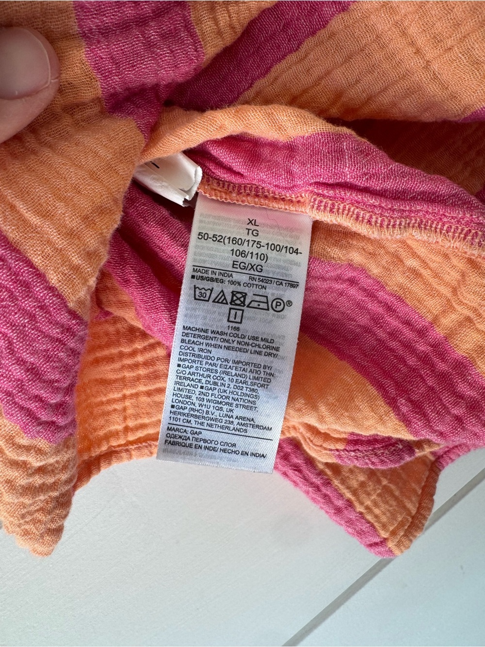 GAP Striped Short-Sleeve Button Front Top - Pink & Orange 100% cotton! - Picture 3 of 4